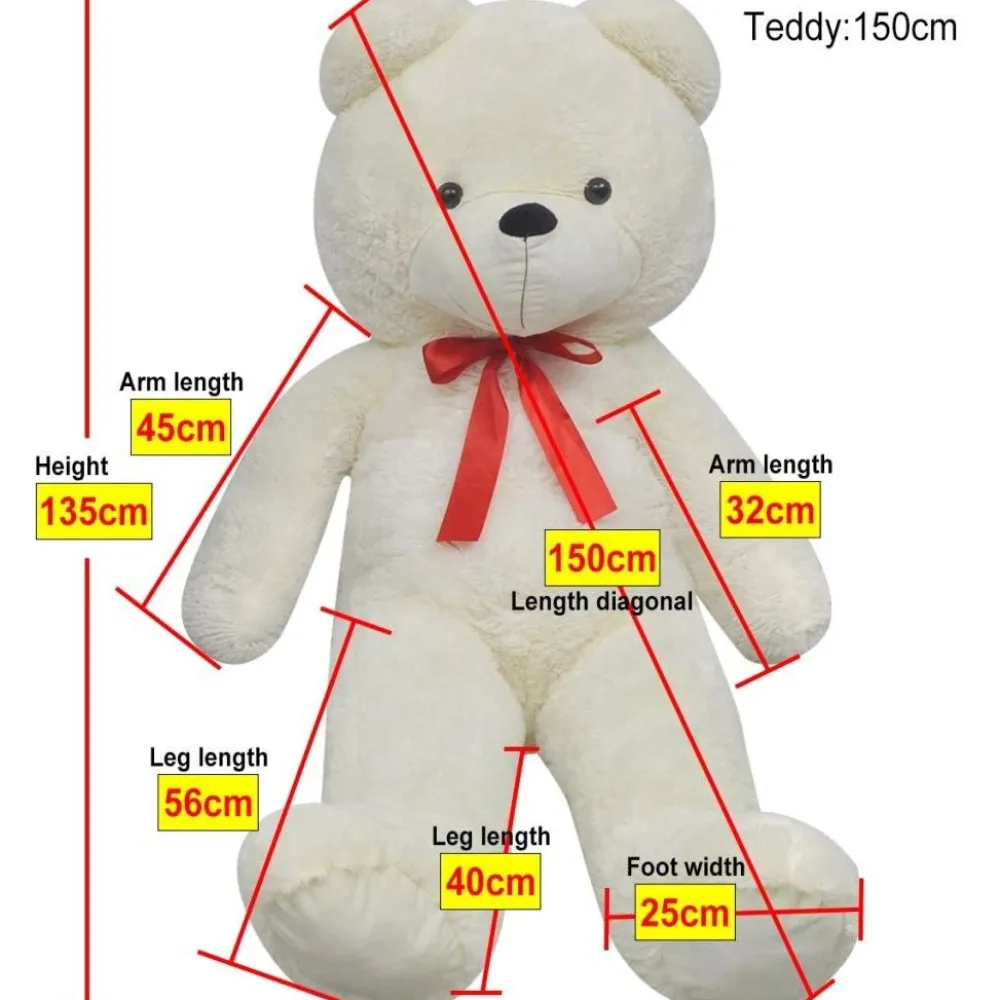 XXL Nalle pehmolelu Valkoinen 150 cm*FinePRICE Discount