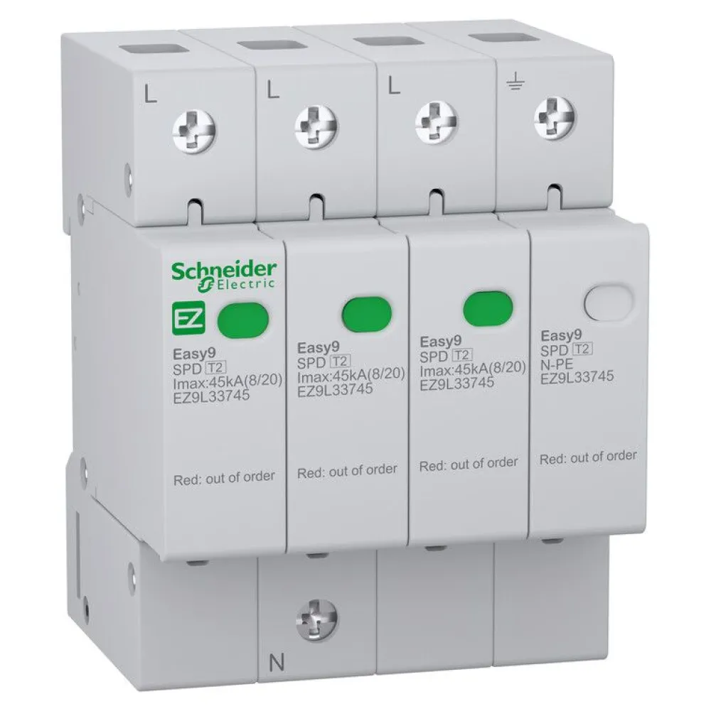Ylijännitesuoja Easy9 T2 3P-N 45 kA 400 V*Schneider Electric