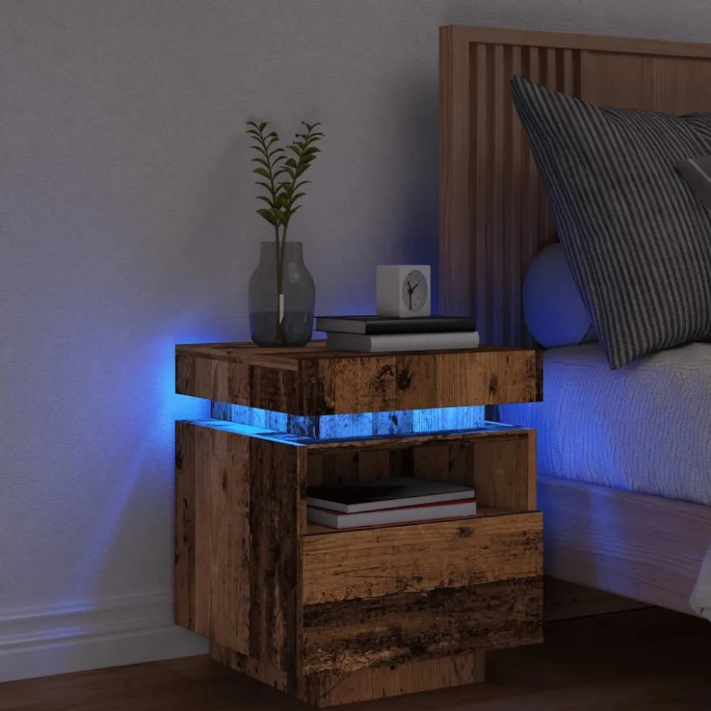 Outlet Yöpöydät LED-valoilla 40x39x48,5 cm, eri värejä ja pakkauskokoja (33073) Huonekalut
