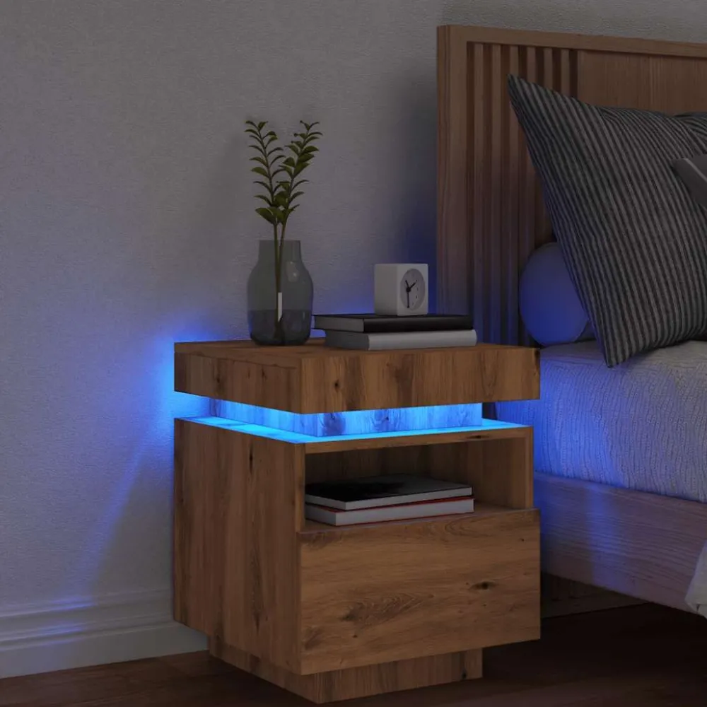 Outlet Yöpöydät LED-valoilla 40x39x48,5 cm, eri värejä ja pakkauskokoja (33073) Huonekalut