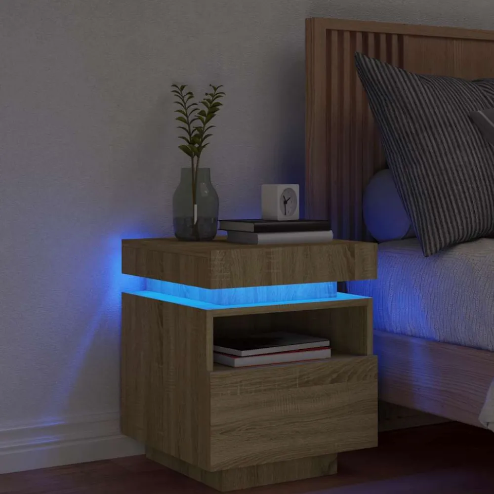 Outlet Yöpöydät LED-valoilla 40x39x48,5 cm, eri värejä ja pakkauskokoja (33073) Huonekalut