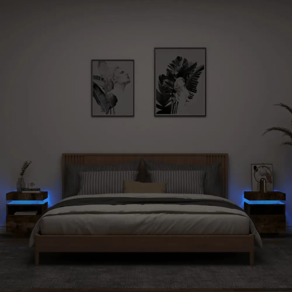 Outlet Yöpöydät LED-valoilla 40x39x48,5 cm, eri värejä ja pakkauskokoja (33073) Huonekalut